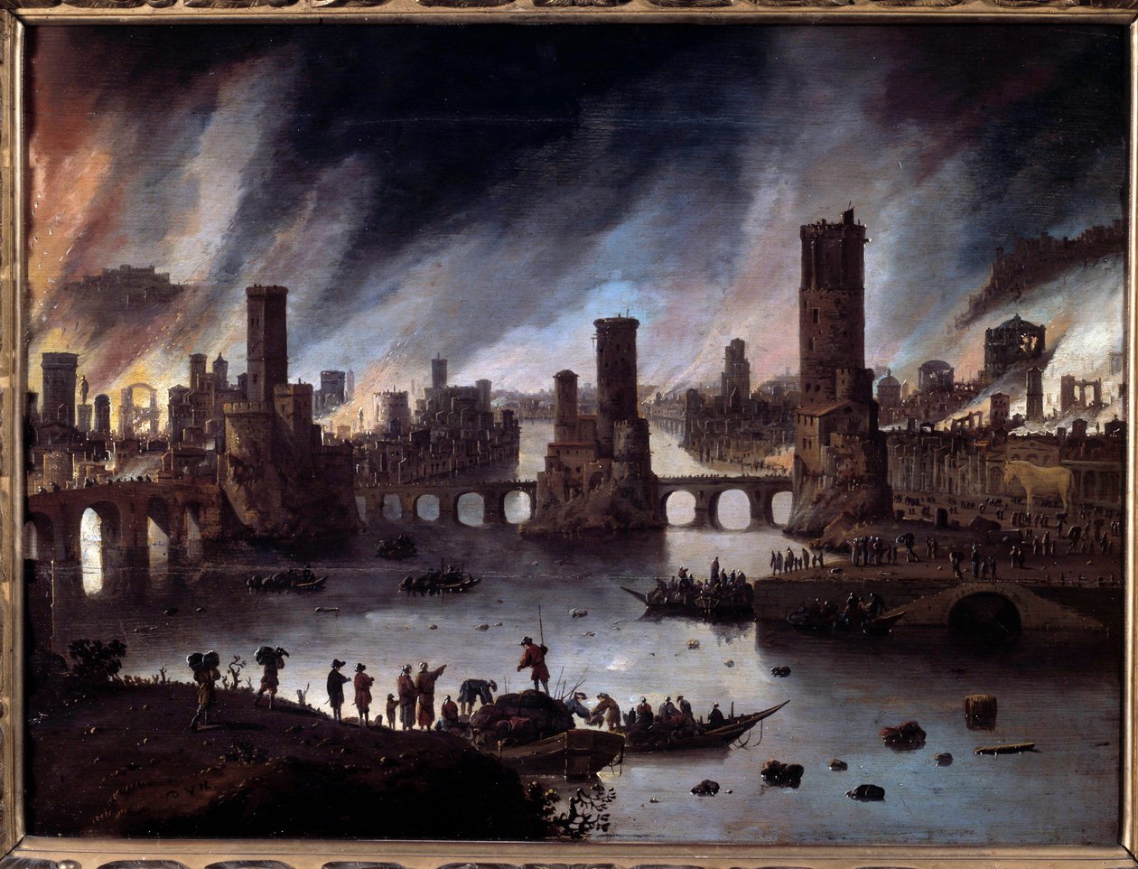 Kilátás a trója tüzére Daniel van Heil (1604-1662) 17. századi Besancon festménye. Musee Des Beaux Arts – Trója felgyújtásának kilátása. Daniel van Heil (1604-1662) festménye alkotó: Daniel van Heil