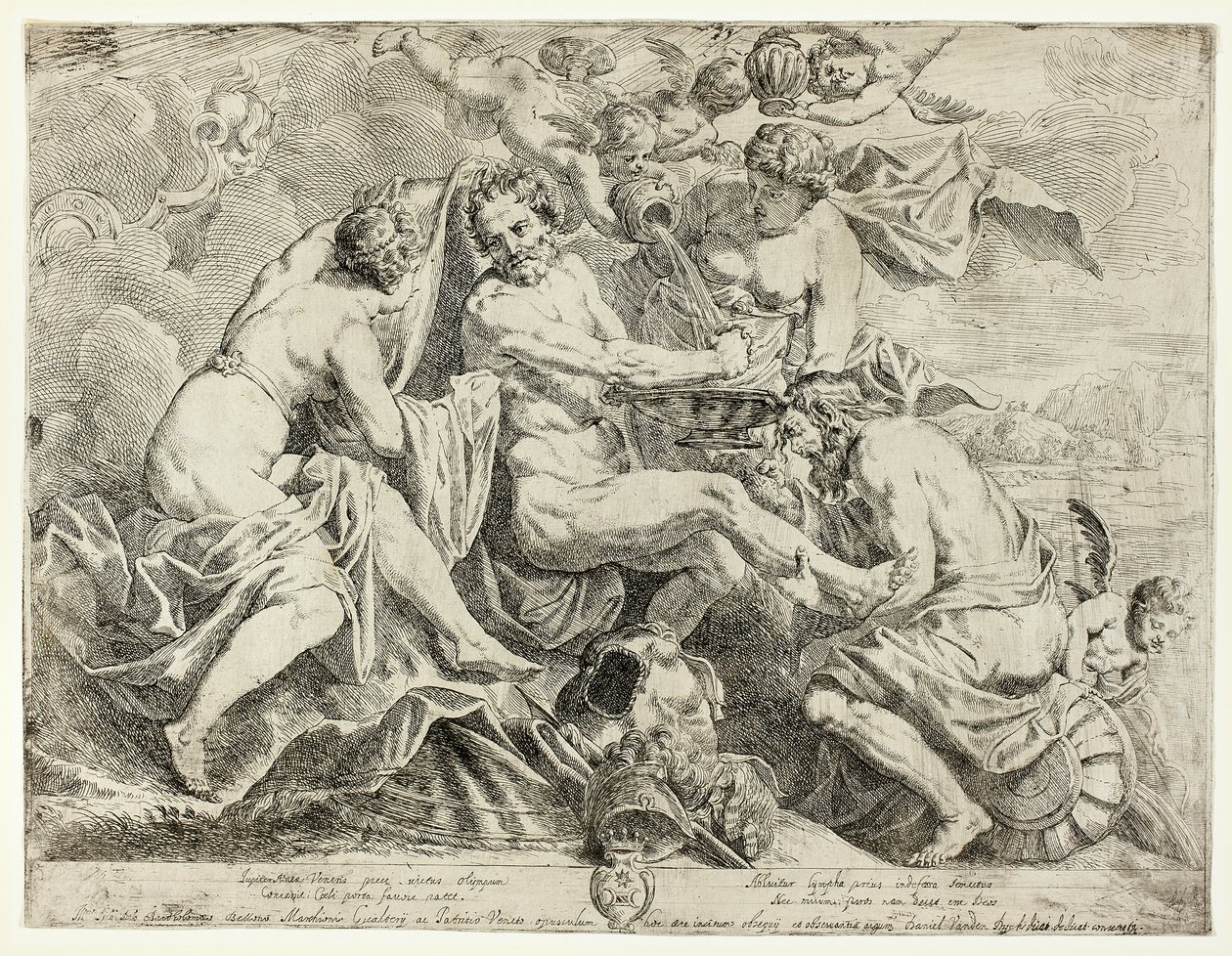 Aeneas istenítése nimfák és Cupidók által alkotó: Daniel van den Dyck