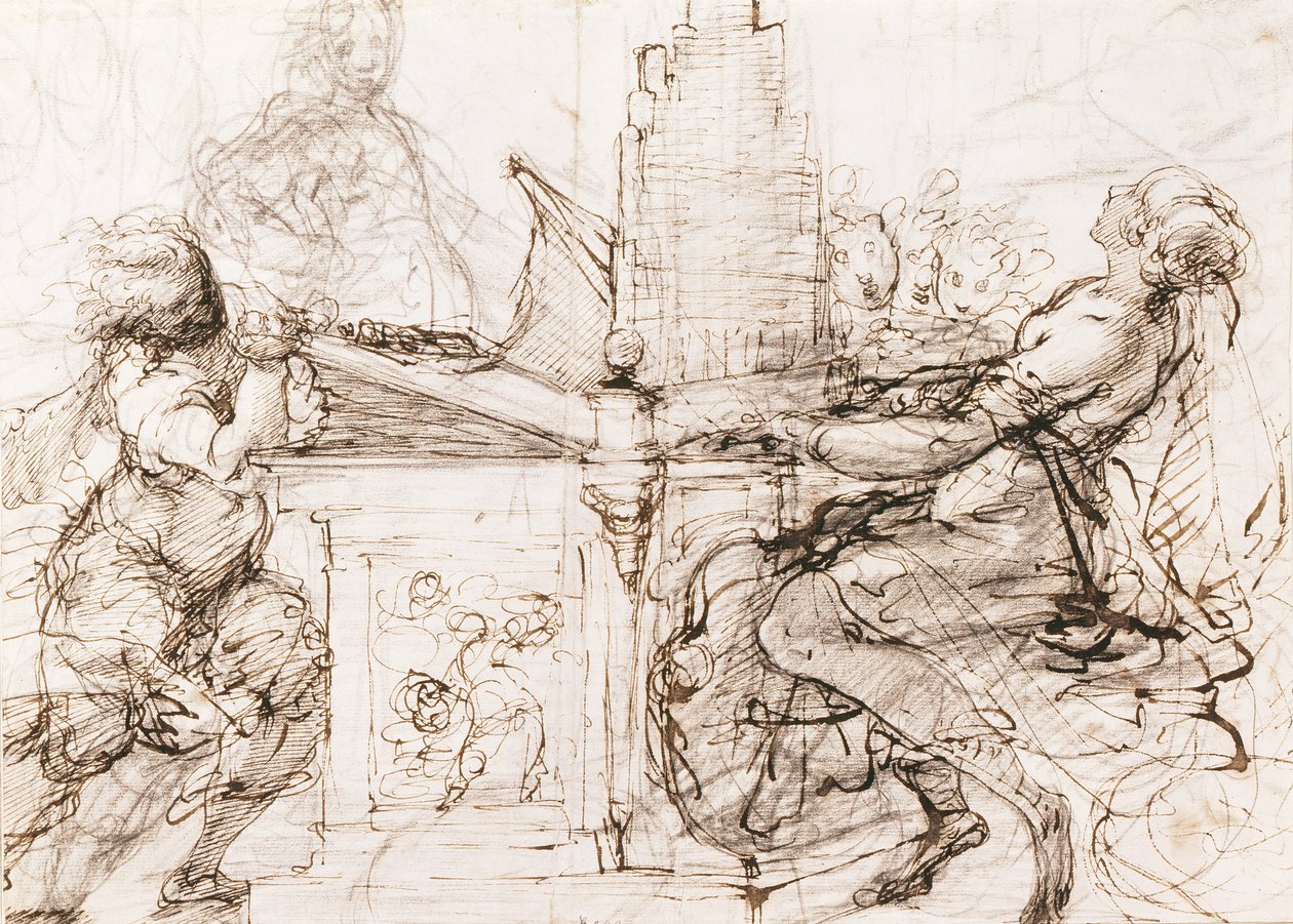 Római Szent Cecília orgonán (Szent Cecilia az orgonánál) – Daniele Crespi (1598-1630) munkája, kréta és akvarell papíron alkotó: Daniele Crespi