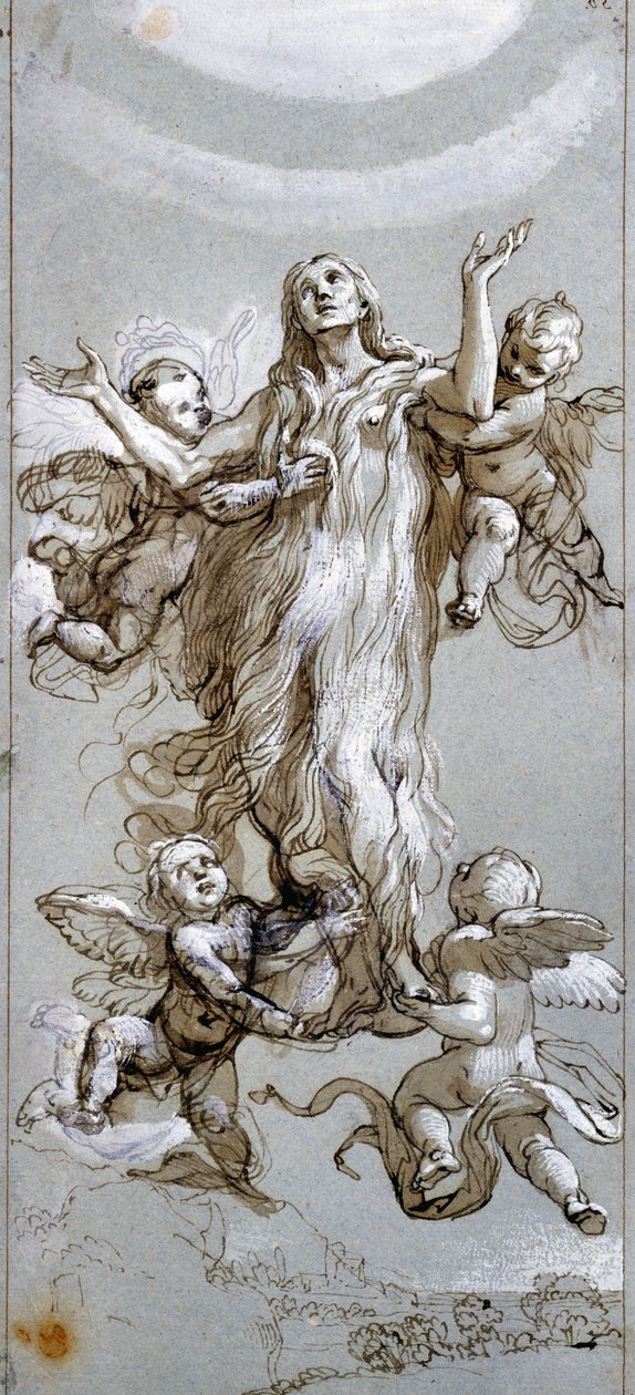 Szent Mária Magdolna mennybemenetele angyalok vezetésével Daniele Crespi (1598-1630) rajza 17. századi Madrid, Prado Múzeum alkotó: Daniele Crespi