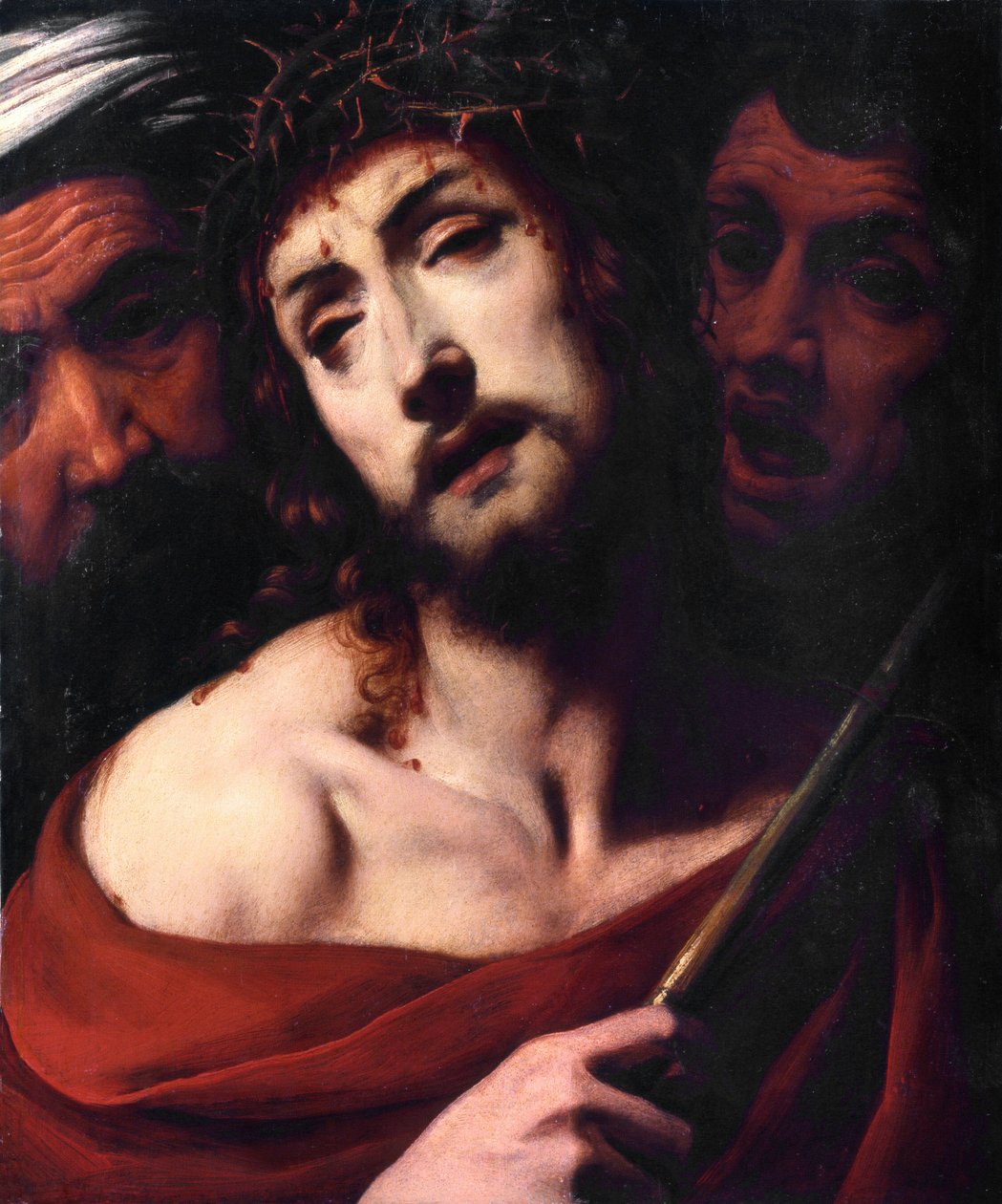 Krisztus megcsúfolása A szenvedő Krisztus arcán tövisek vannak. Daniele Crespi (1598-1630) festménye: 17. századi bazilika San Giovanni, Busto Arsizio Olaszország alkotó: Daniele Crespi