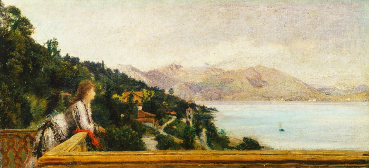Kilátás a Maggiore-tóra Ada Troubetzkoy villából Daniele Ranzoni (1843-1889), olaj, vászon, 49x105 cm alkotó: Danielle Ranzoni