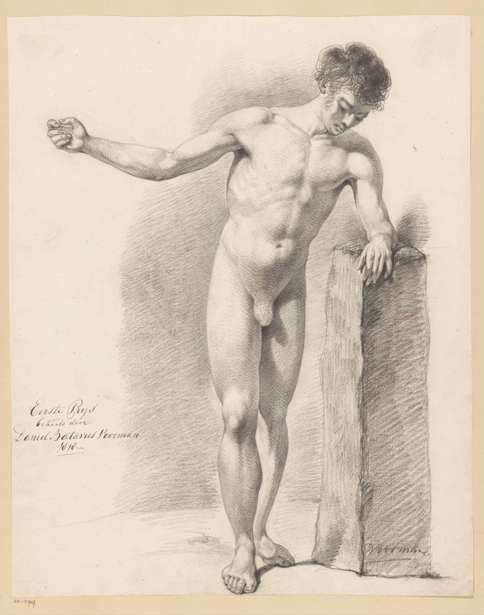 Álló férfi akt, elölről nézve (1. díj 1818) alkotó: Daniël Batavus Voorman
