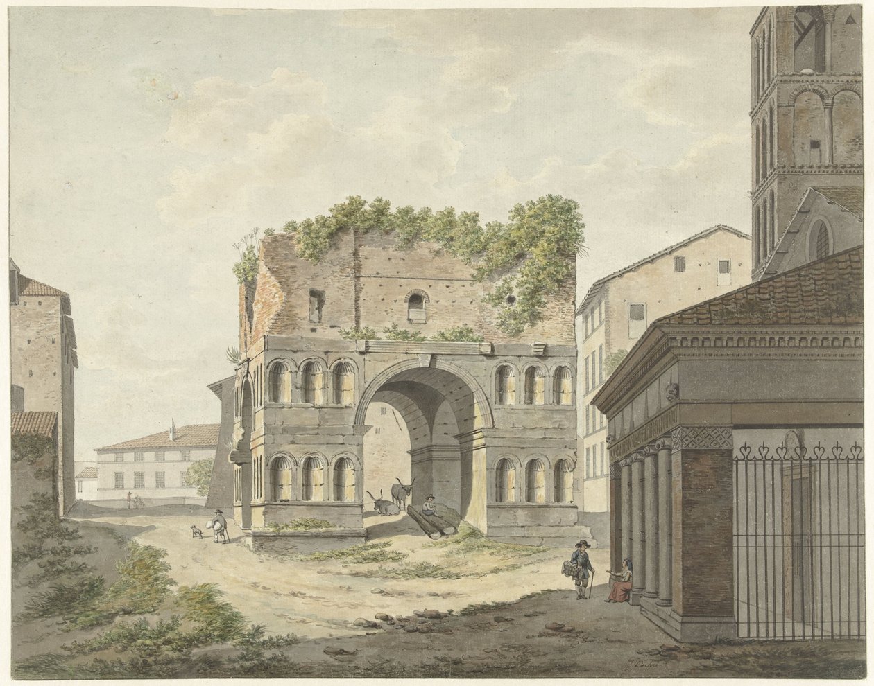 A Janus quadrifons boltíve és a S. Giorgio egy része a római Velabróban alkotó: Daniël Dupré