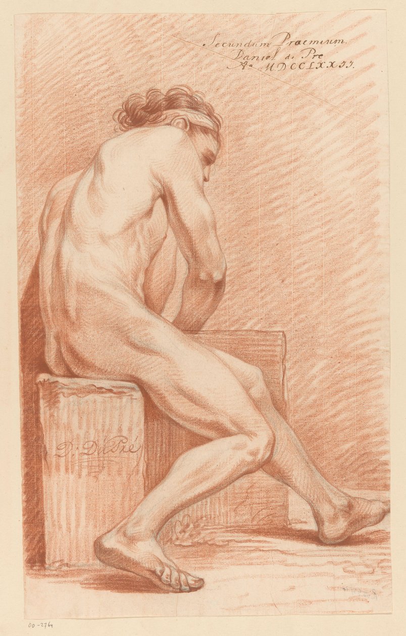 Ülő férfi akt, oldalnézet (2. díj, 1772) alkotó: Daniël Dupré