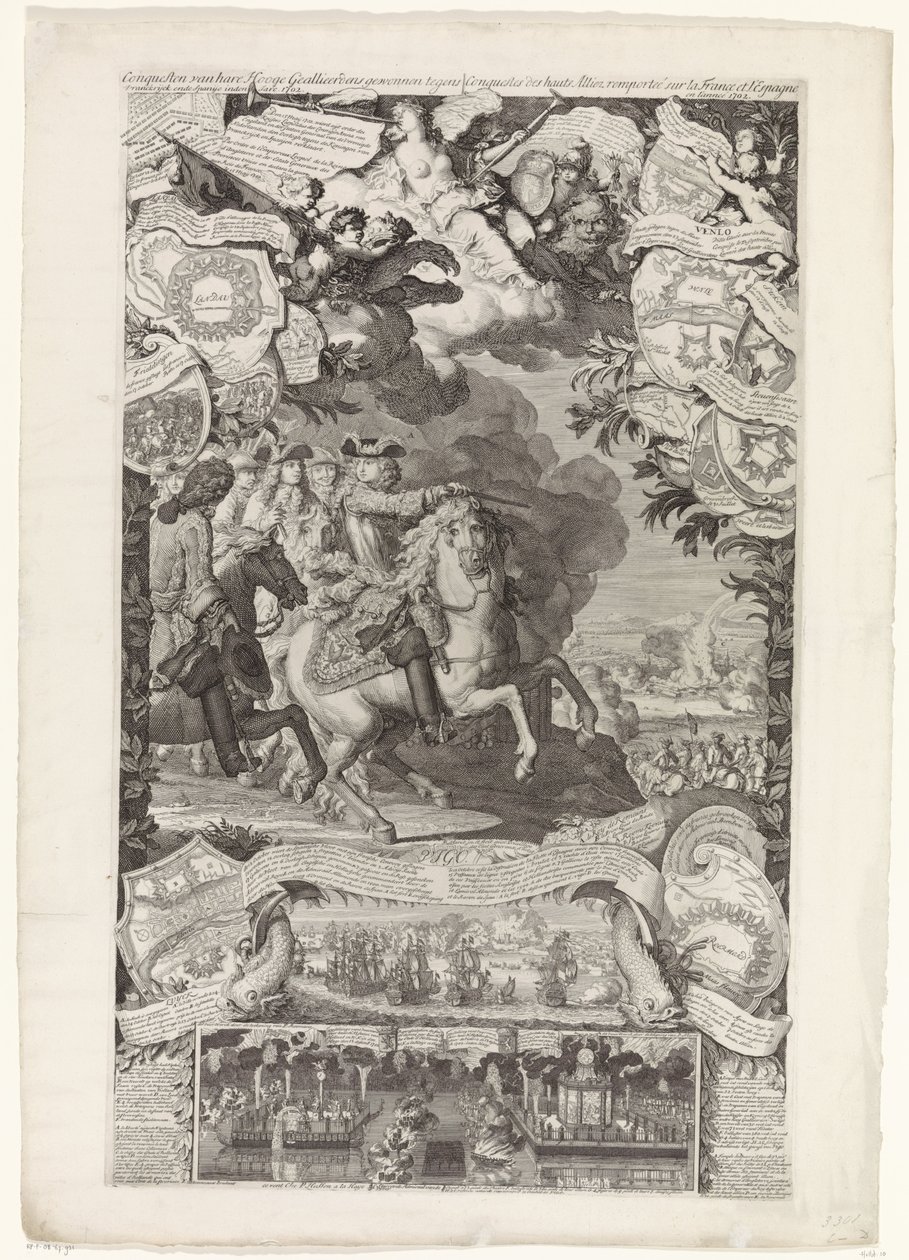 A szövetségesek győzelme a franciák és a spanyolok felett, 1702 Főszövetségeseinek hódításai, amelyeket 1702-ben nyertek Vranckrijck és Spanyolország ellen / Conquestes des hauts Alliez remportée sur la France et L