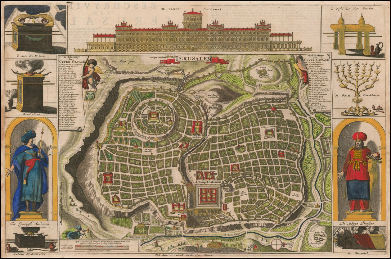 Jeruzsálem 1690-es évekbeli térképe, Daniel Stoopendaal készítette alkotó: Daniël Stopendaal