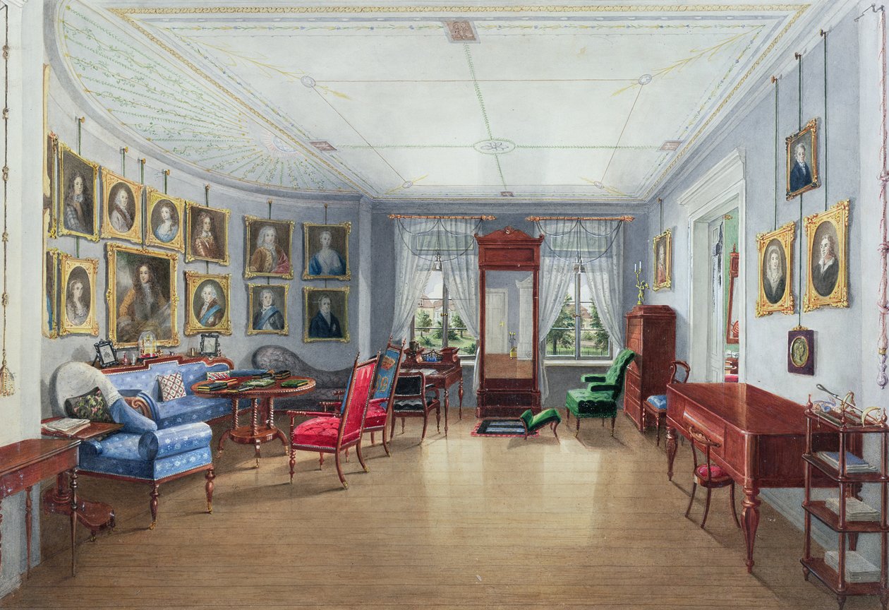 Szaloni képgaléria belső, 1835 körül (wc gouache papíron) alkotó: Danish School
