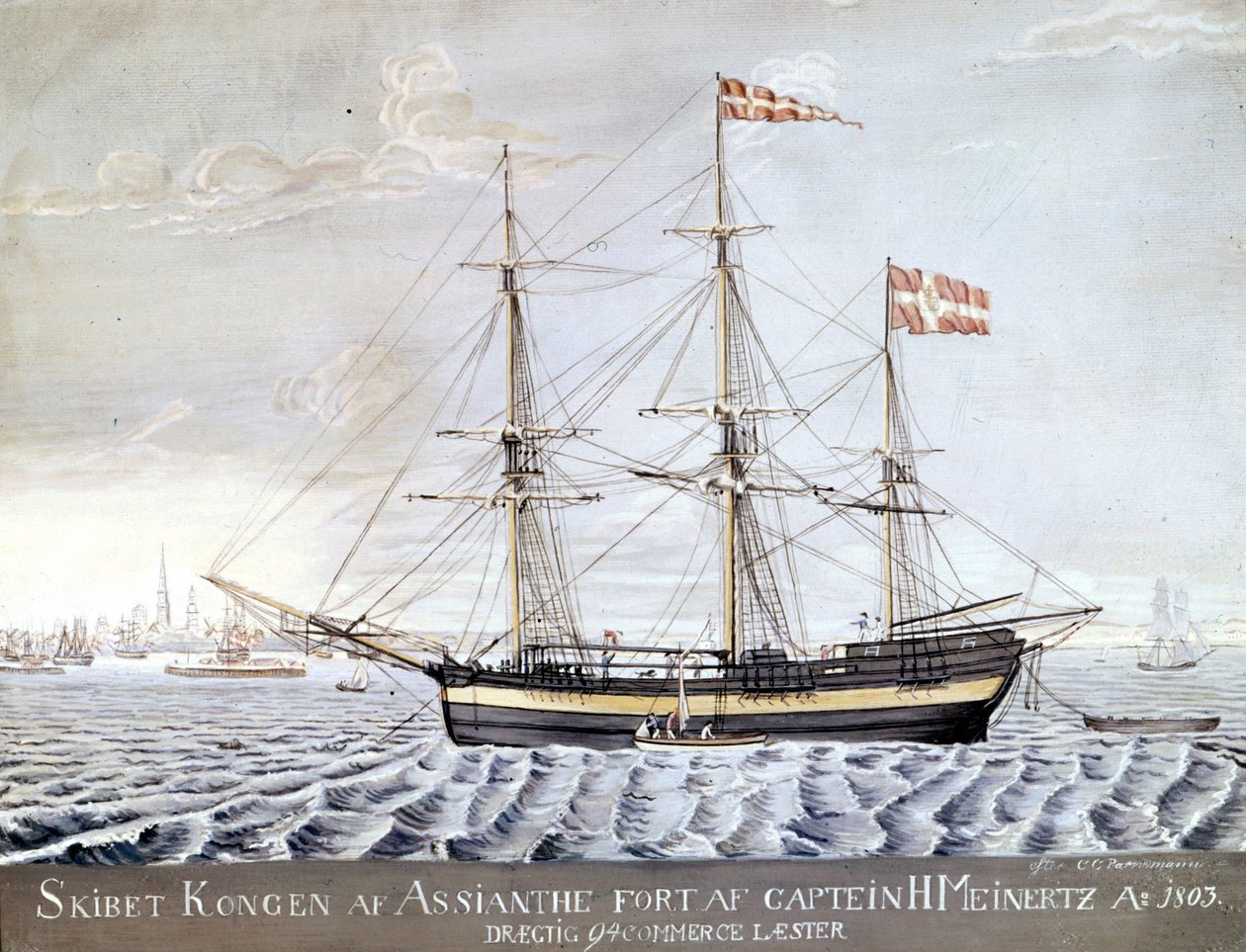 Slership „” Konigin of Asian”” 1803. Tengerészeti Múzeum, Elsinore, Dánia alkotó: Danish School
