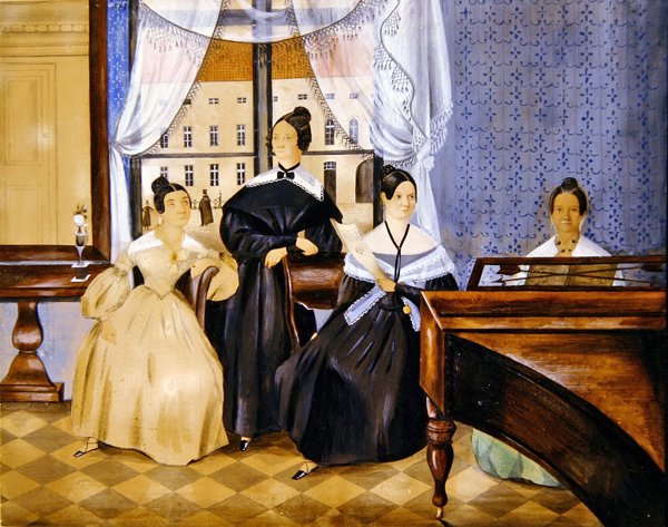 Zongoraest, 1830 körül (akvarell, gouache, papíron) alkotó: Danish School
