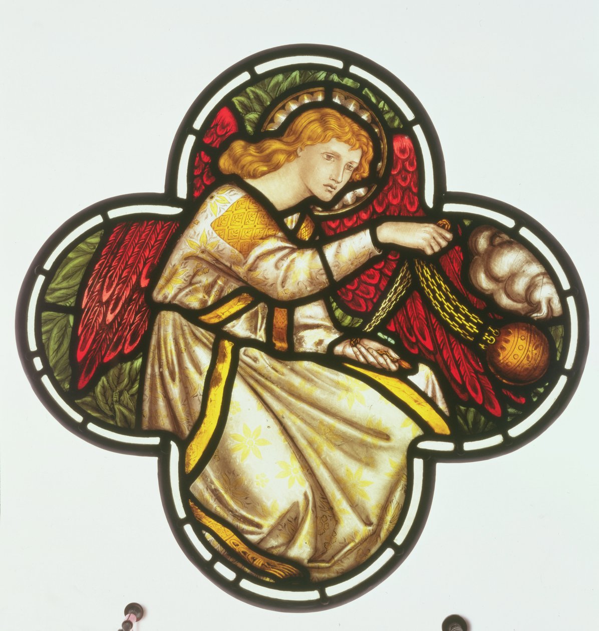 Ablak egy füstölőt lóbáló angyalról, William Morris gyárának munkája, 1870 (ólomüveg) alkotó: Dante Gabriel and Burne Jones, Edward Rossetti