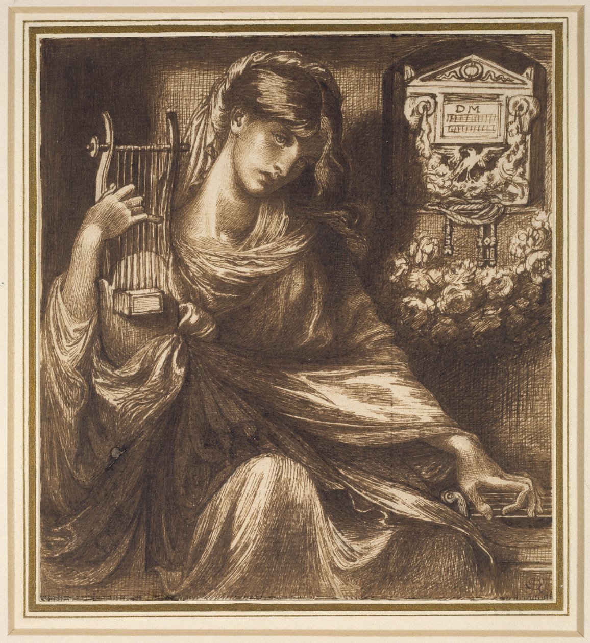 Egy római özvegy, 19. század (toll és barna tinta papíron) alkotó: Dante Gabriel Charles Rossetti