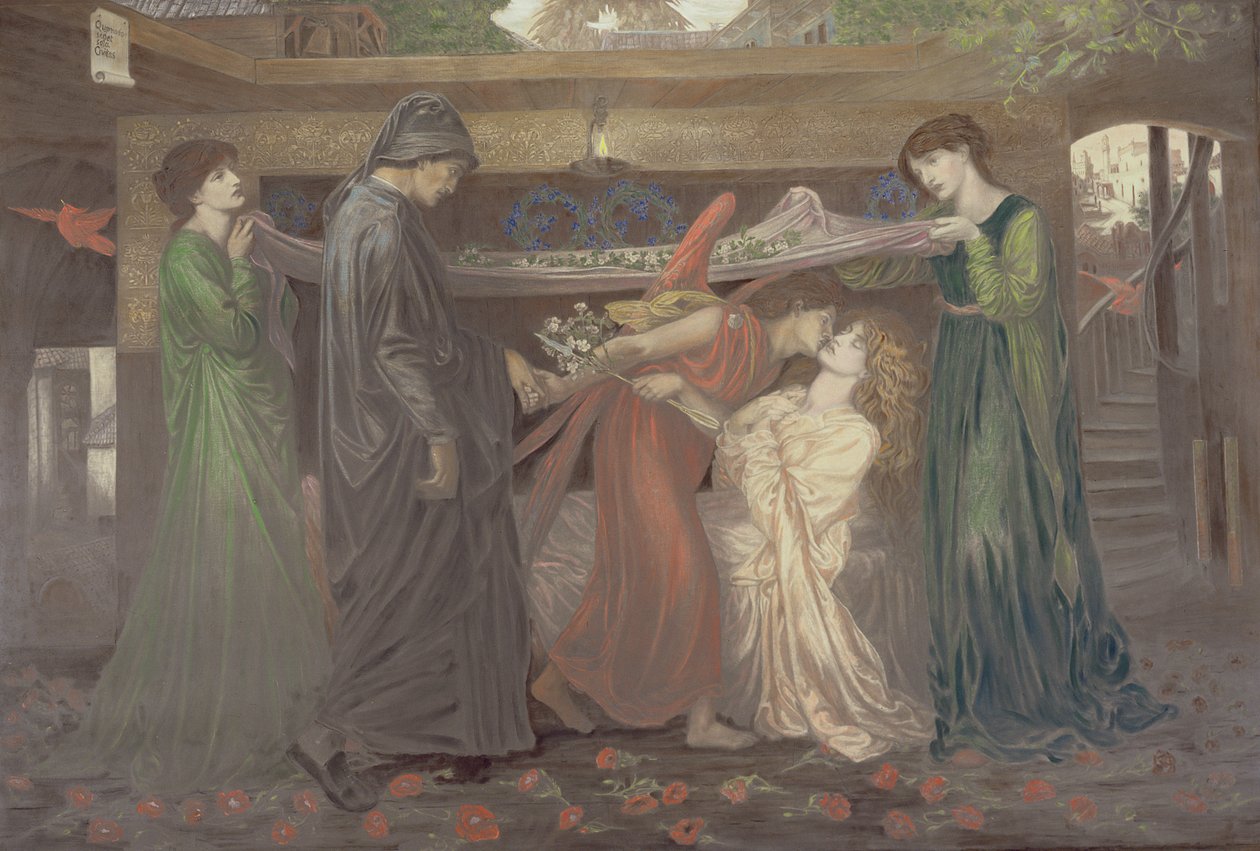 Dante álma: Beatrice halála, 1890 körül (kréta fényképpel nyomtatott alapon) alkotó: Dante Gabriel Charles Rossetti