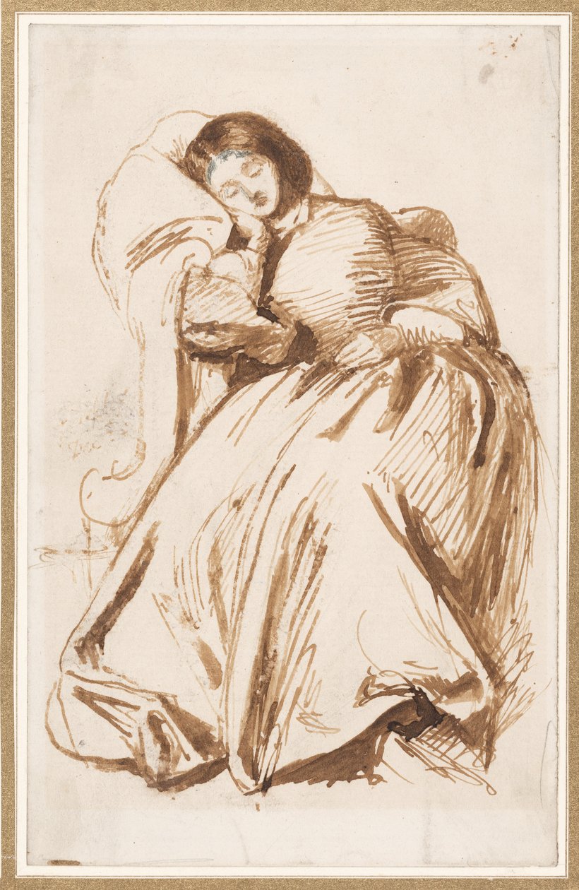 Elizabeth Siddal egy székben alkotó: Dante Gabriel Charles Rossetti
