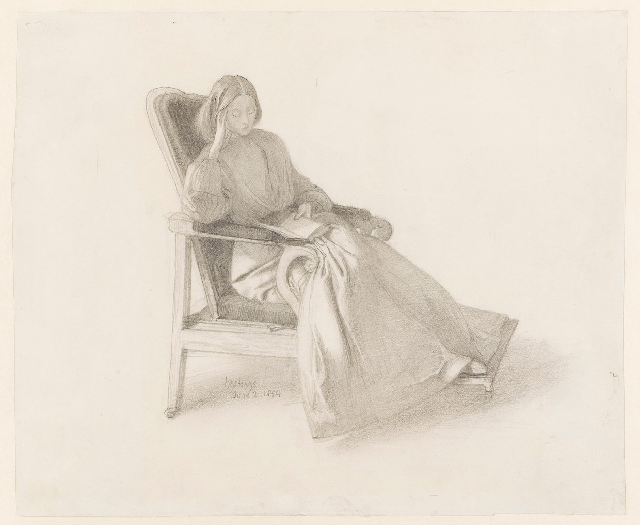 Elizabeth Siddal portréja, 1854 (grafit tollal és tintával papíron) alkotó: Dante Gabriel Charles Rossetti