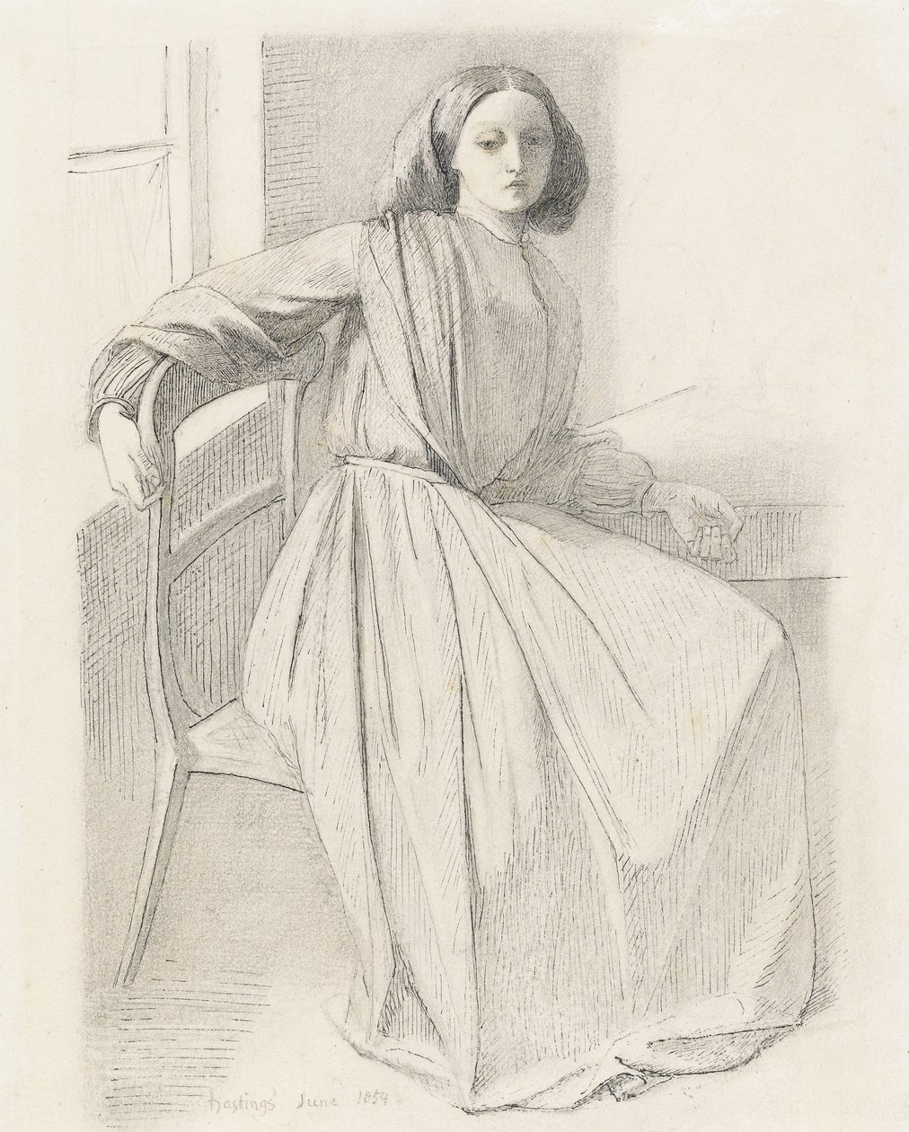 Erzsébet Siddal portréja, 1854-56 alkotó: Dante Gabriel Charles Rossetti