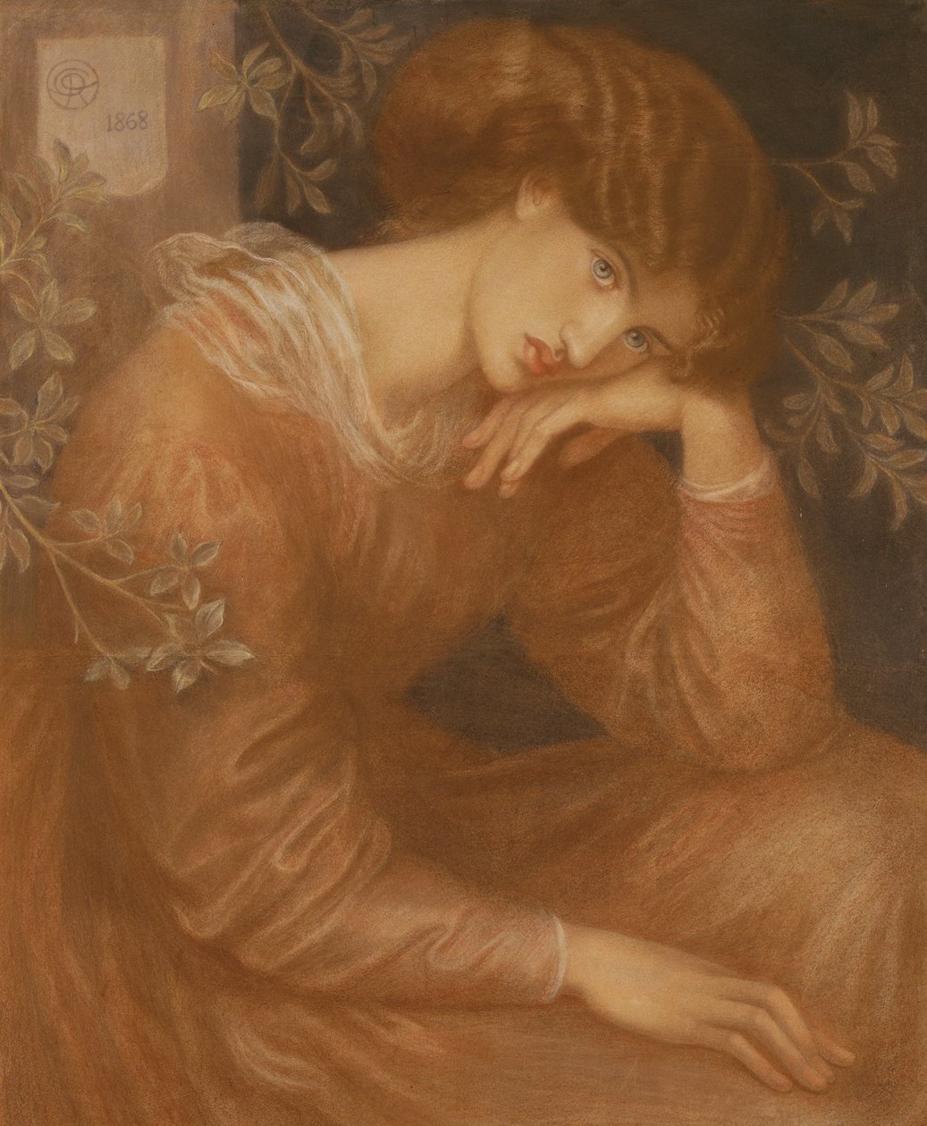Reverie, 1868 (színes kréta, papír) alkotó: Dante Gabriel Charles Rossetti