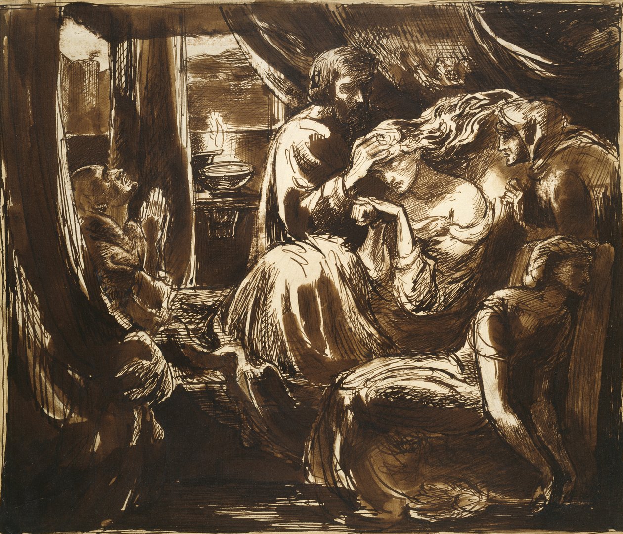 Lady Macbeth halála, 19. század (toll és tinta papíron) alkotó: Dante Gabriel Charles Rossetti