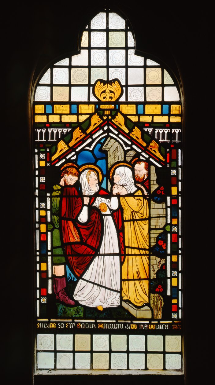 A látogatás, 1861 (ólomüveg) alkotó: Dante Gabriel Charles Rossetti