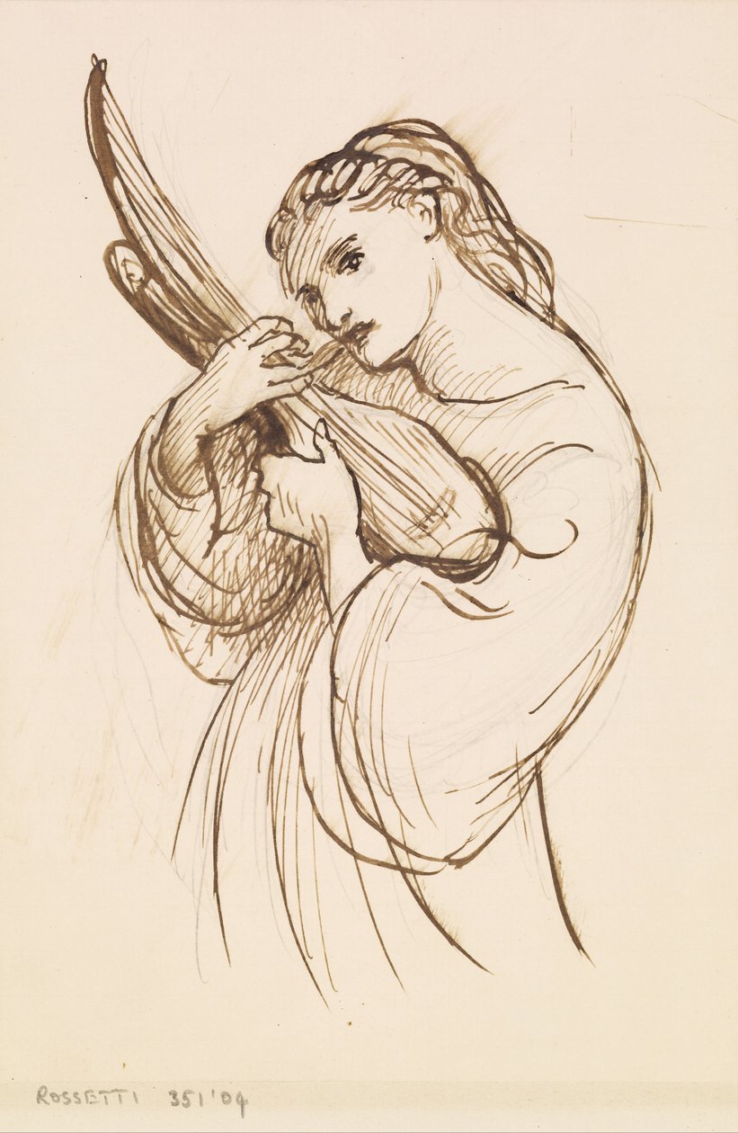 Lány hangszerrel alkotó: Dante Gabriel Charles Rossetti