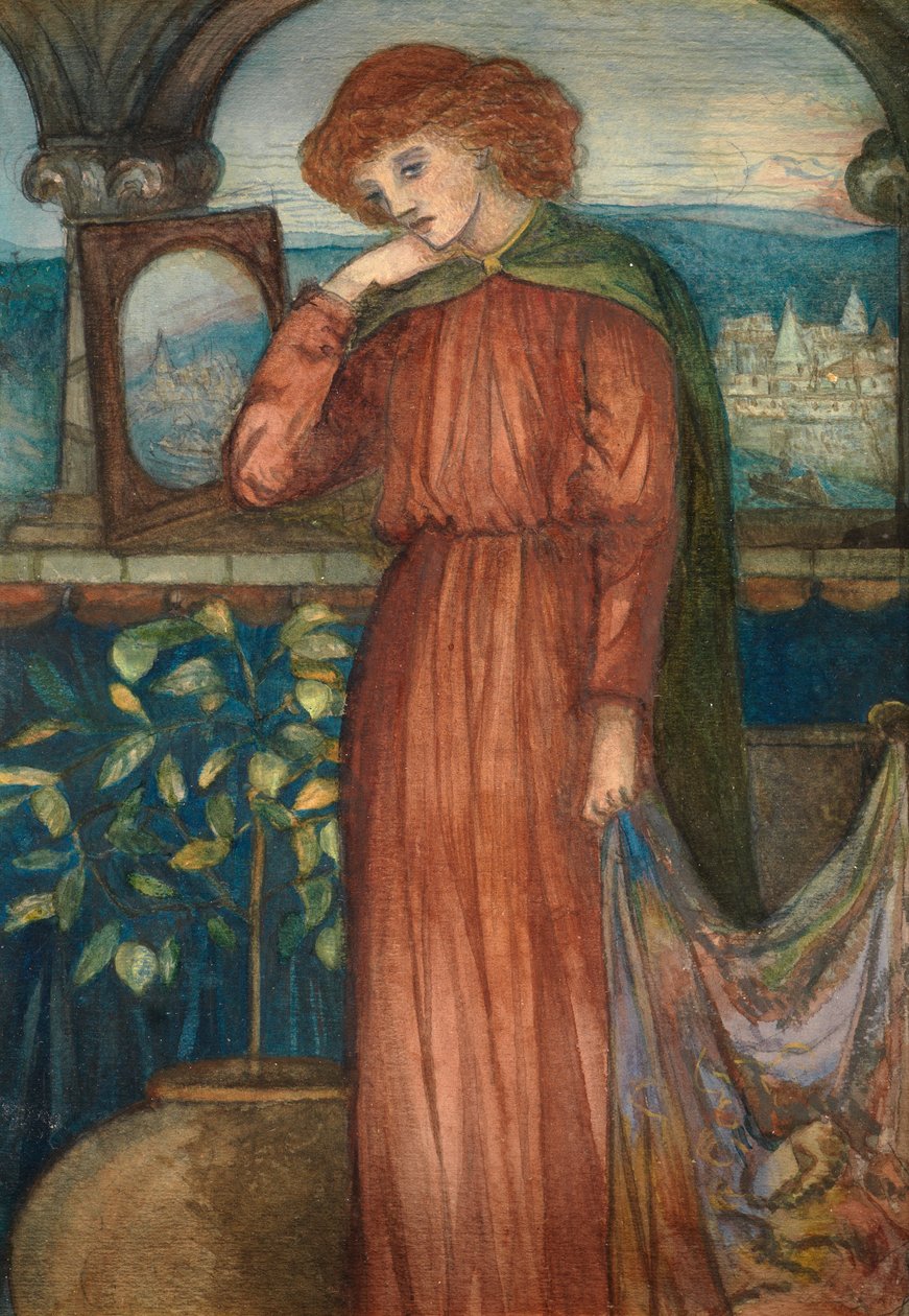 The Lady of Shalott (wc a kártyán) alkotó: Dante Gabriel Charles Rossetti
