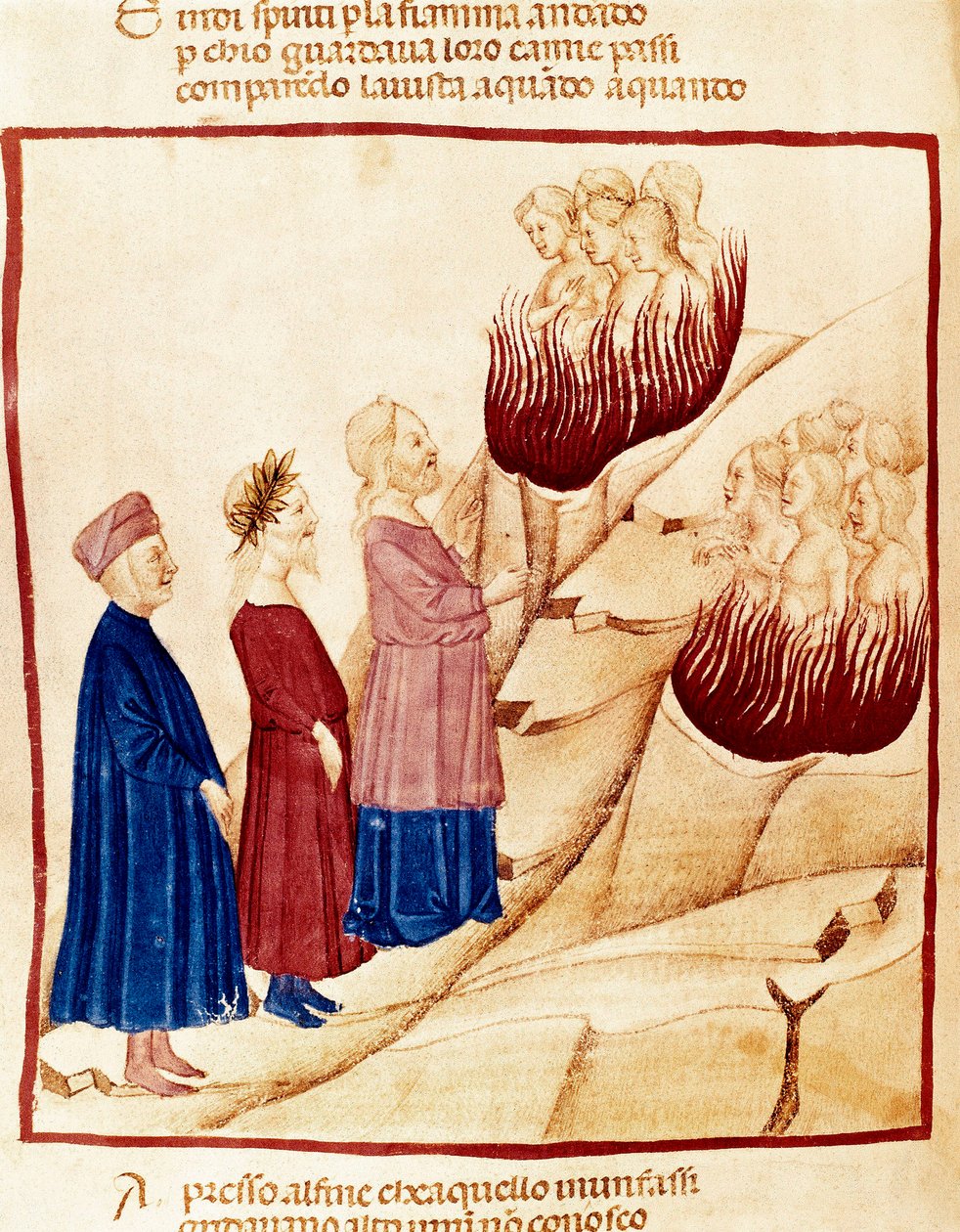 Purgatórium: Dante és Vergilius, miniatűr alkotó: Dante Alighieri