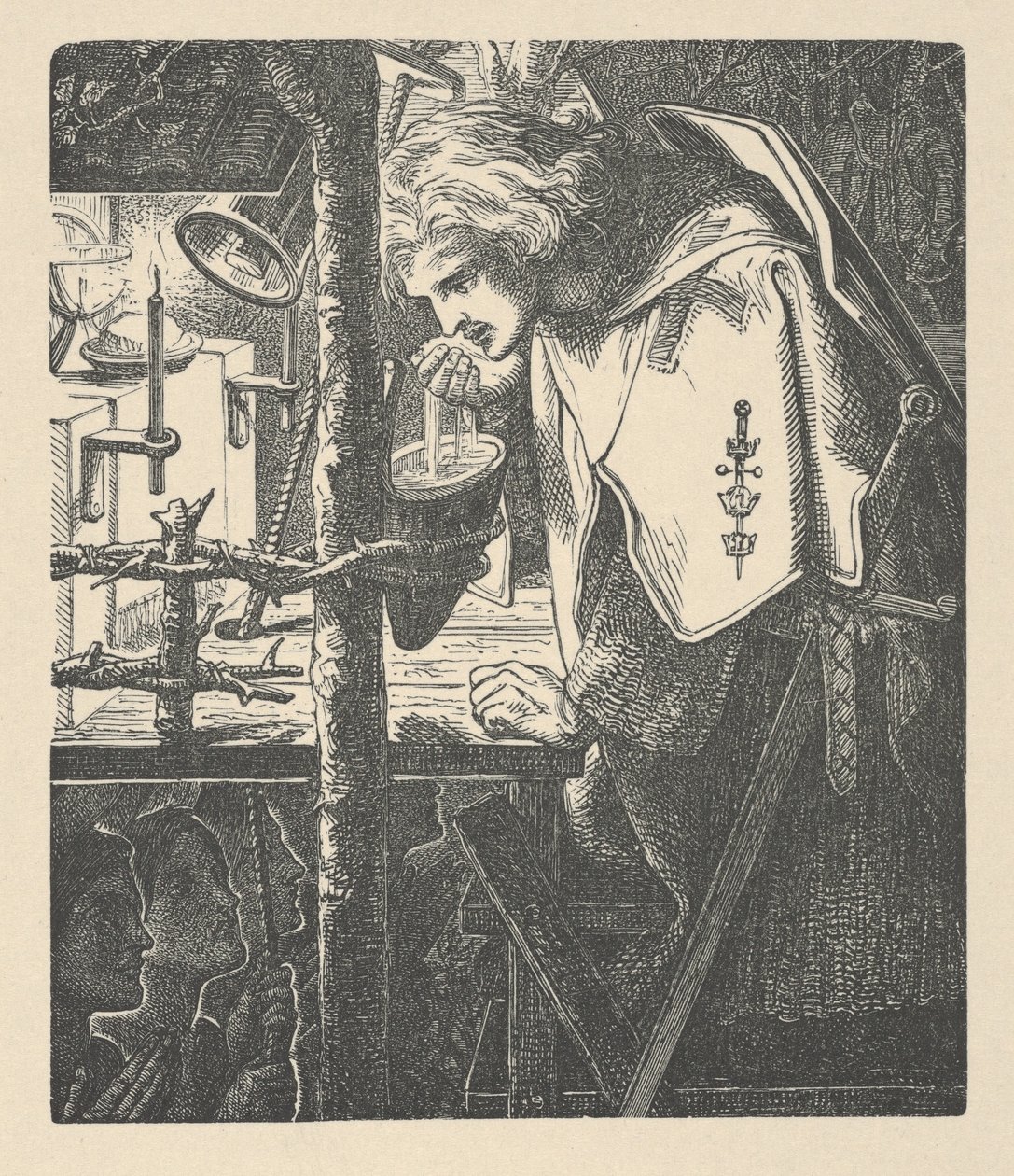 Sir Galahad Tennyson verseiből alkotó: Dante Gabriel (after) Rossetti