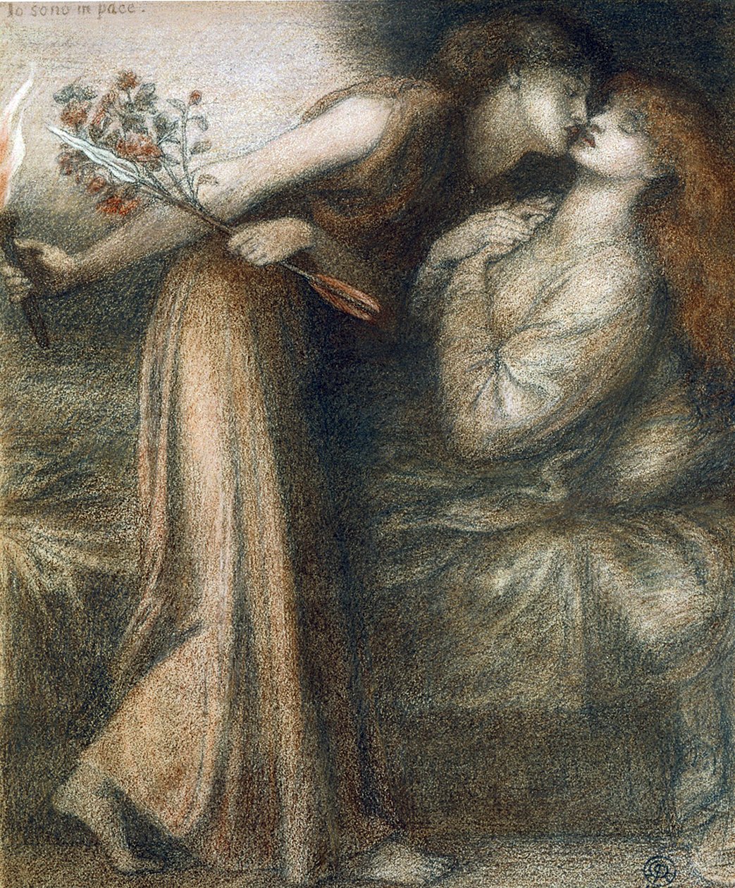 Dante álma Beatrice halálának napján (Io sono in pace) – Dessin de Dante Gabriel Rossetti (1828-1882) alkotó: Dante Gabriel Charles Rossetti