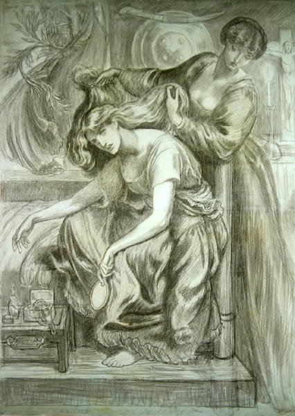 Desdemona haláléneke (fekete és vörös kréta, papír) alkotó: Dante Gabriel Charles Rossetti