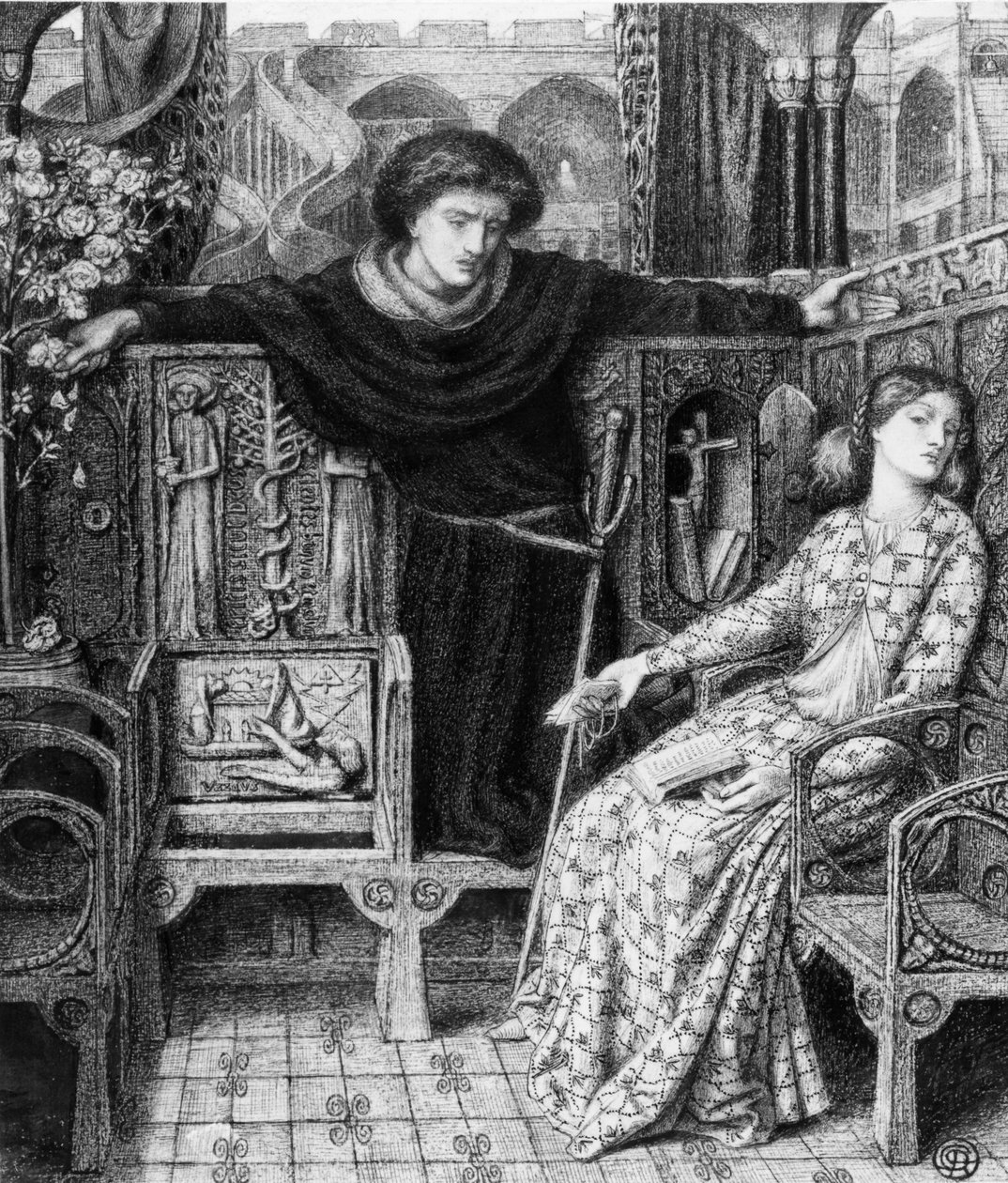 Hamlet és Ophelia, 1858 alkotó: Dante Gabriel Charles Rossetti