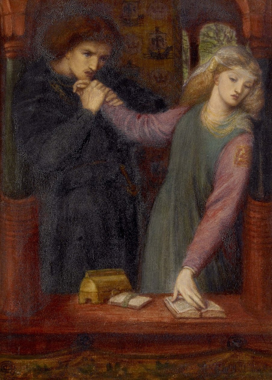 Hamlet és Ophelia, 1866 (akvarell és gumiarábikum papíron) alkotó: Dante Gabriel Charles Rossetti
