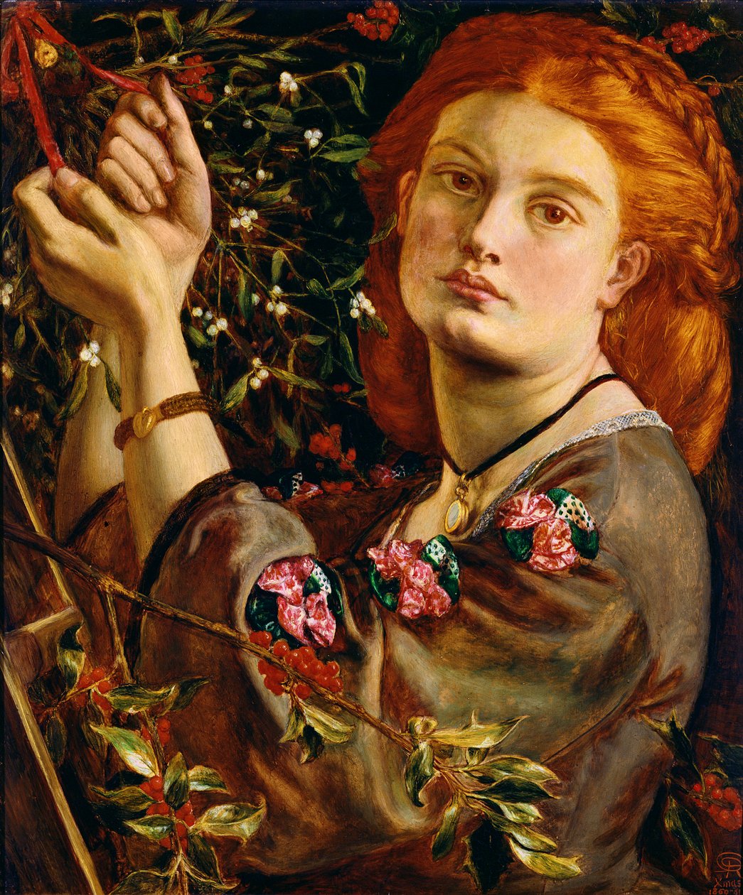 A fagyöngy lógása, 1860 (panel) alkotó: Dante Gabriel Charles Rossetti