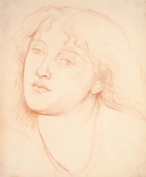 Egy nő feje (piros kréta papíron) alkotó: Dante Gabriel Charles Rossetti