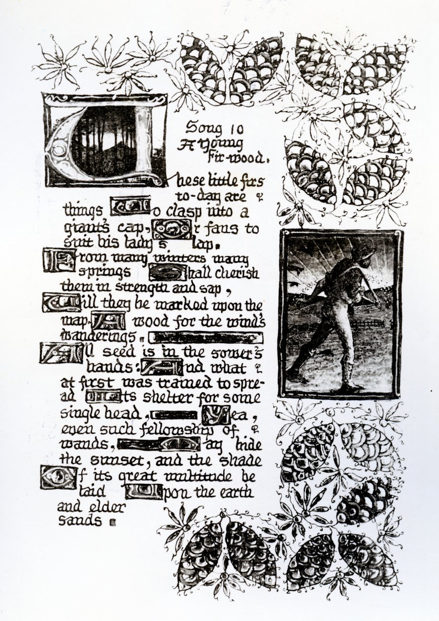 Megvilágított szöveg Rossetti „Az élet háza” című szonettsorozatából, 1880 körül alkotó: Dante Gabriel Charles Rossetti