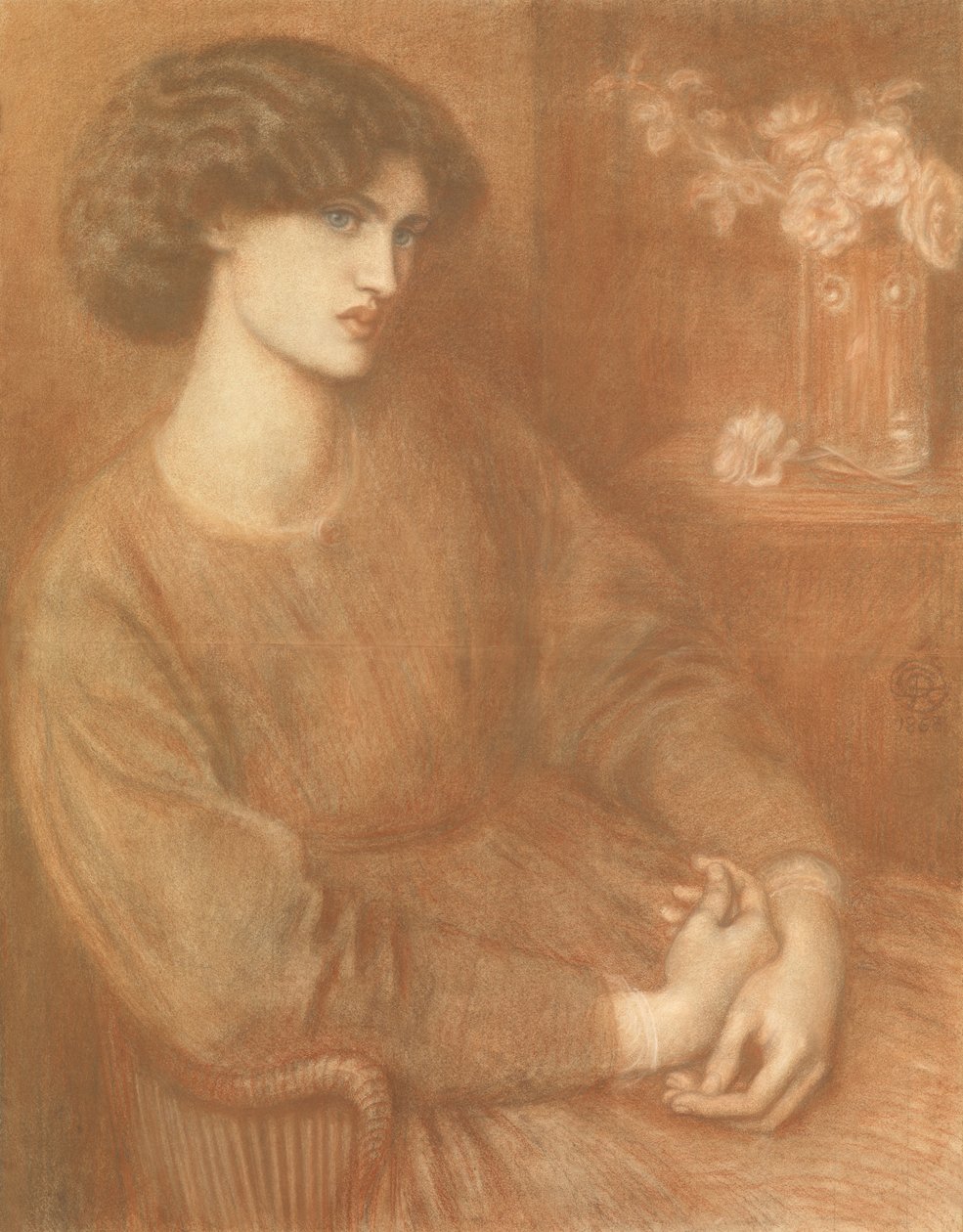 Jane Morris, 1868 (színes kréták) alkotó: Dante Gabriel Charles Rossetti