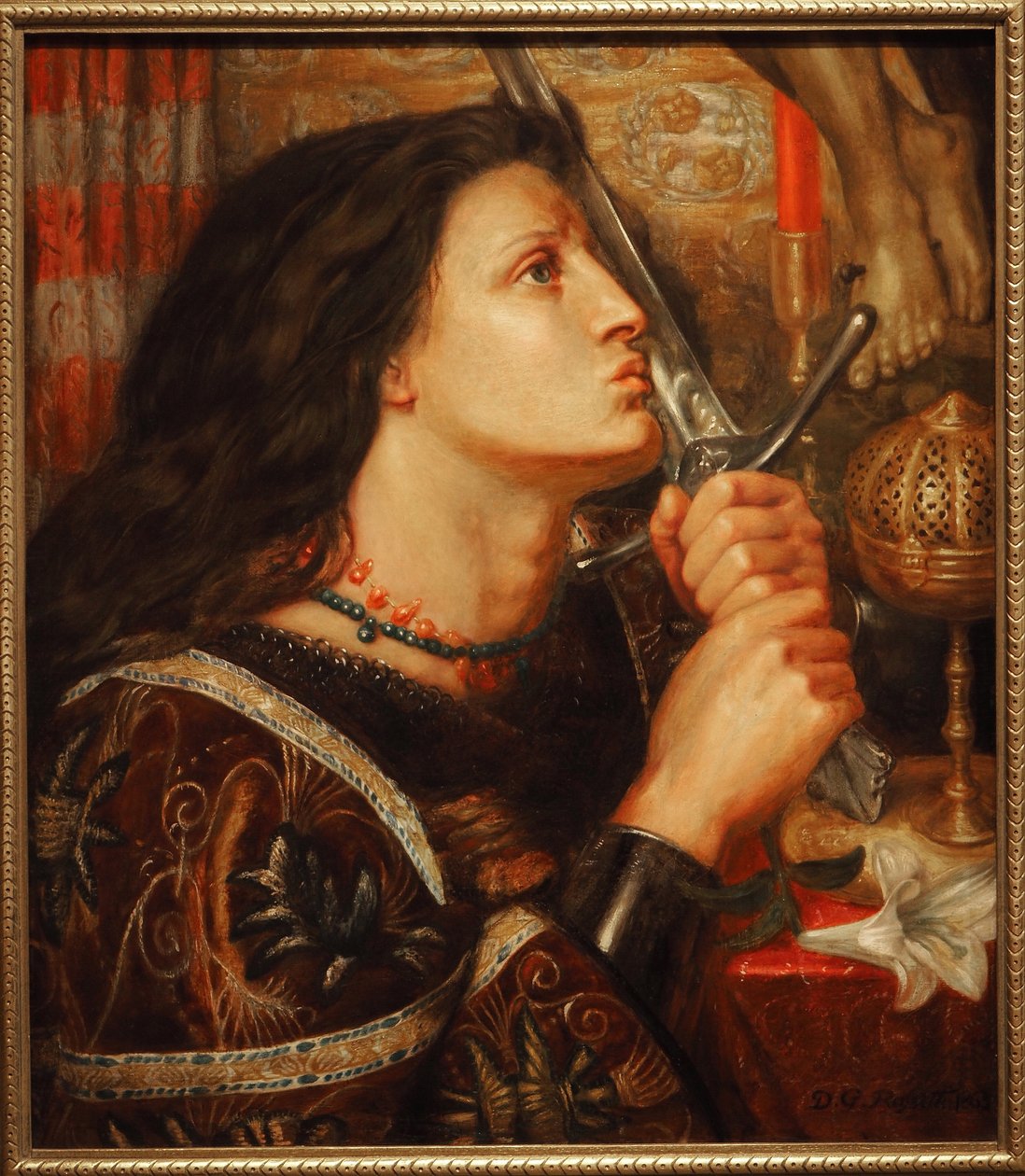 Jeanne of Arc megcsókolja a szabadulás illatát alkotó: Dante Gabriel Charles Rossetti