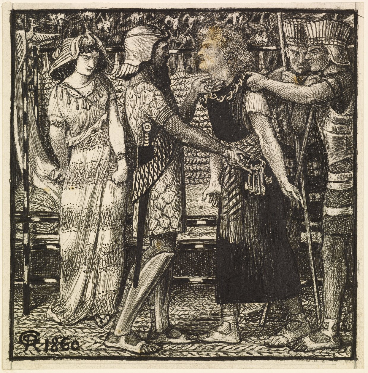 Józsefet megvádolták Potifár előtt (Kész kompozíció) alkotó: Dante Gabriel Charles Rossetti