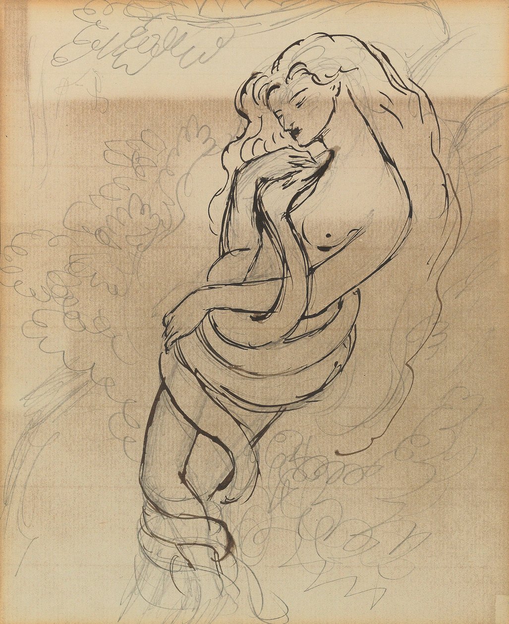Lady Lilith, c. 1869 (ceruza, toll és barna tinta papíron) alkotó: Dante Gabriel Charles Rossetti