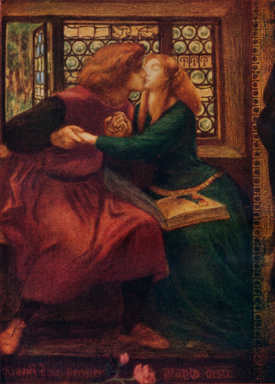 Paolo és Francesca da Rimini részlete, 1855 alkotó: Dante Gabriel Charles Rossetti