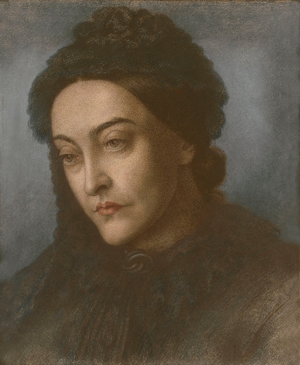 Christina Rossetti portréja, feje és válla, háromnegyedével balra fordítva, 1877 alkotó: Dante Gabriel Charles Rossetti