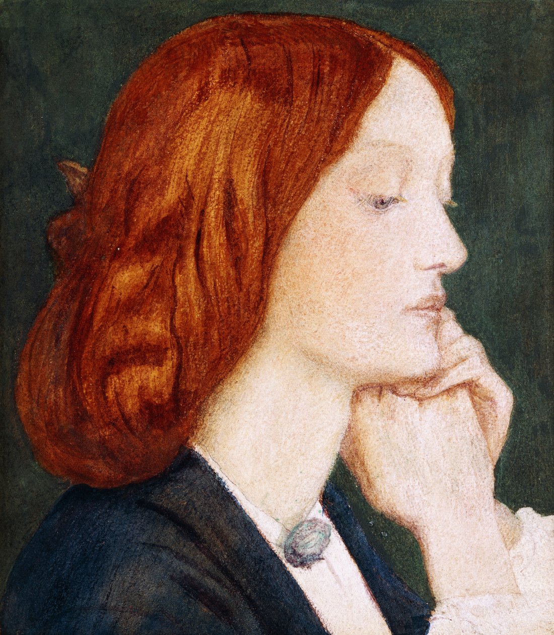 Elizabeth Siddal portréja profilban jobbra, alkotó: Dante Gabriel Charles Rossetti