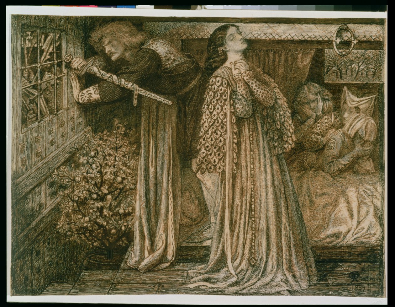 Sir Lancelot a királynői kamrában alkotó: Dante Gabriel Charles Rossetti