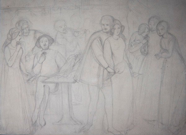 Tanulmány Benedick és Beatrice számára alkotó: Dante Gabriel Charles Rossetti