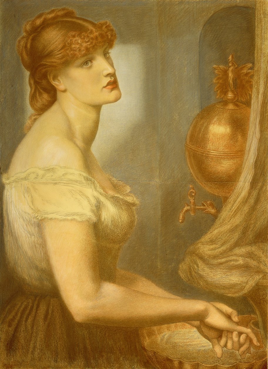 Tanulmány a La Bella Mano számára alkotó: Dante Gabriel Charles Rossetti
