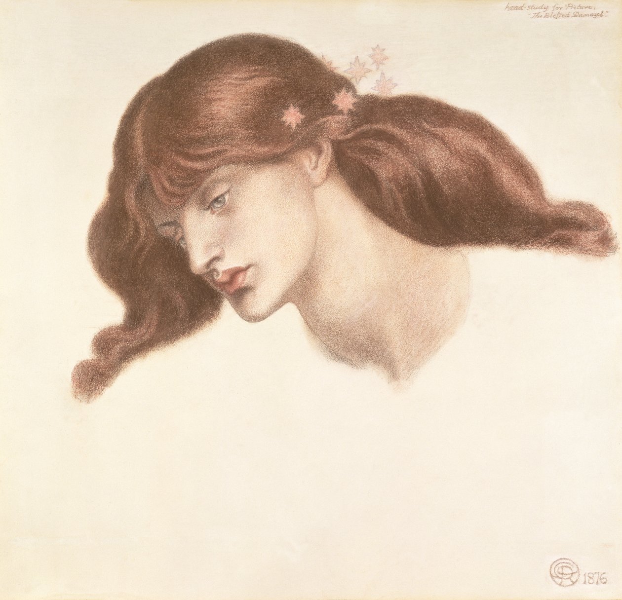 Tanulmány a Boldog Damozelnek alkotó: Dante Gabriel Charles Rossetti
