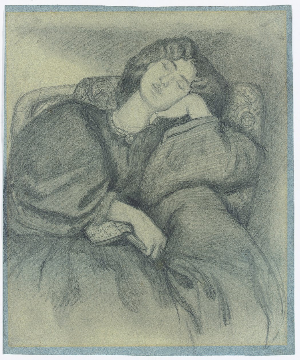 Tanulmány a kárpitozott karosszékben alvó Jane Morrisról, alkotó: Dante Gabriel Charles Rossetti