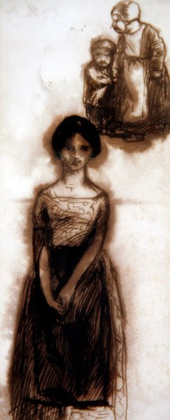 Tanulmány egy lányról, 1840 körül (szépia tinta papíron) alkotó: Dante Gabriel Charles Rossetti