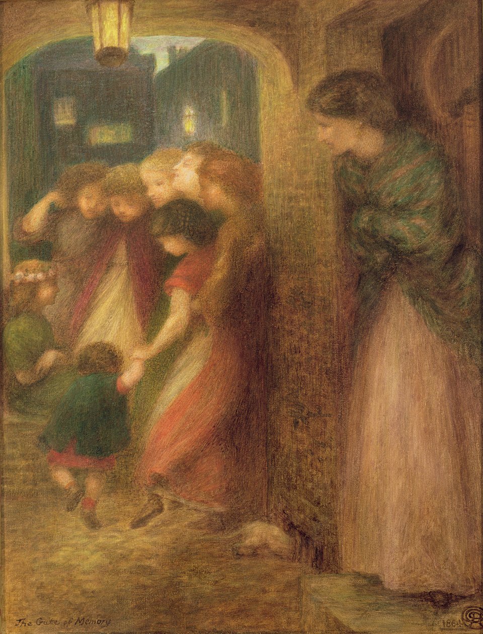 Az emlékezés kapuja, 1864 (színes kréták papíron) alkotó: Dante Gabriel Charles Rossetti