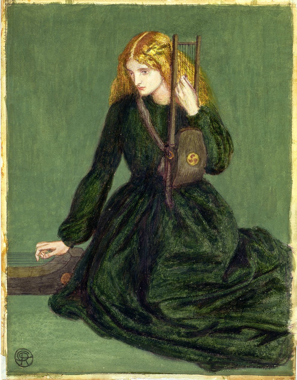 A hárfajátékos, Annie Miller tanulmánya, 1872 alkotó: Dante Gabriel Charles Rossetti