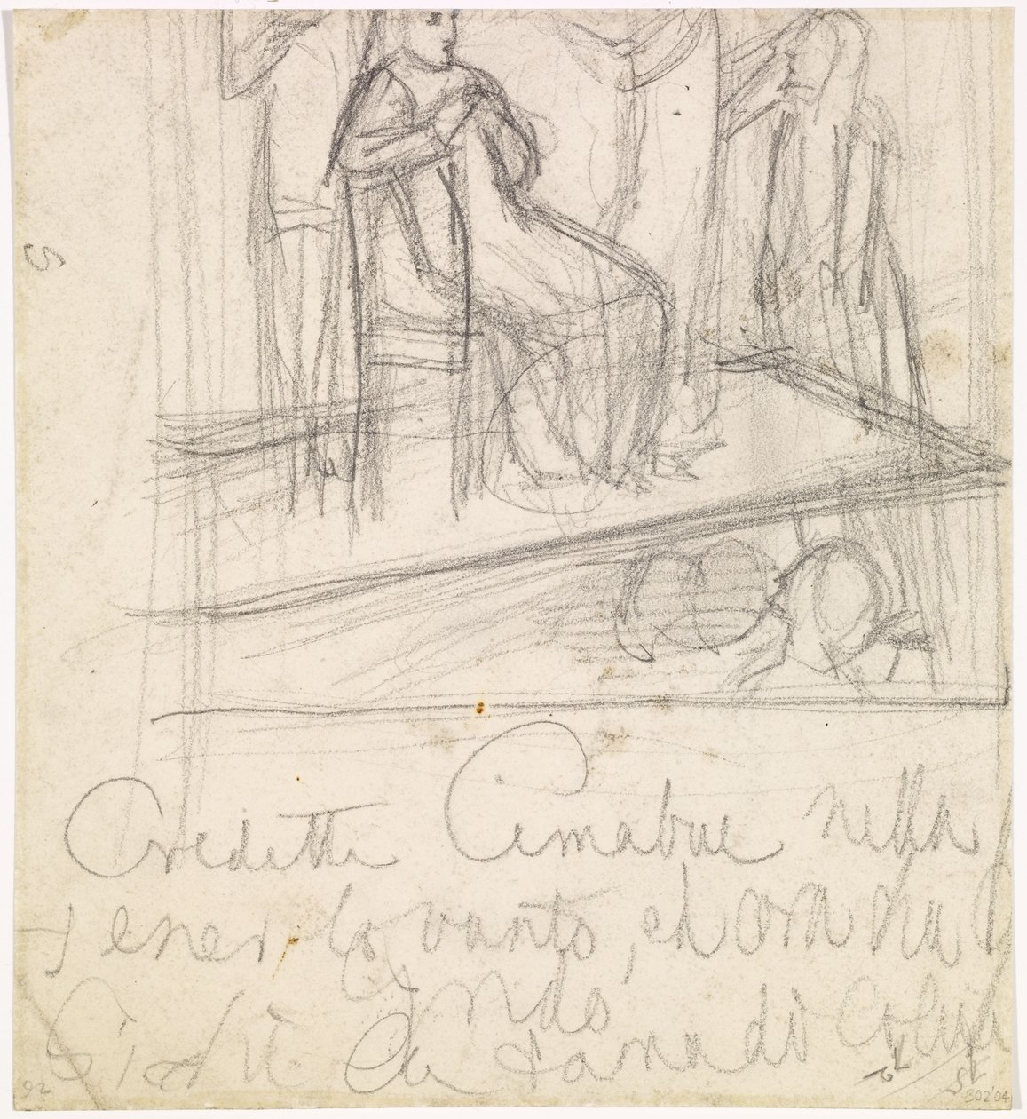 Tibullus visszatérése Deliához - Tanulmány Deliát ábrázoló alakhoz alkotó: Dante Gabriel Charles Rossetti